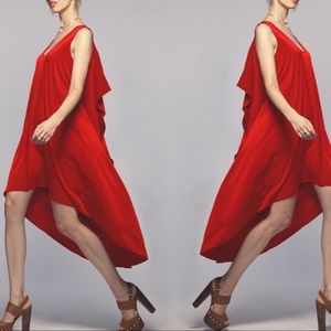 Red Ruffled Back Dress
